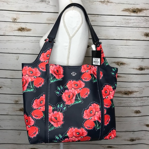Nanette Lepore Handbags - Nanette Lepore Navy&Red Floral Shoulder Tote Bag